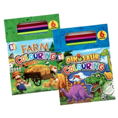 Boys Colouring Pad, with Pencil Crayons 